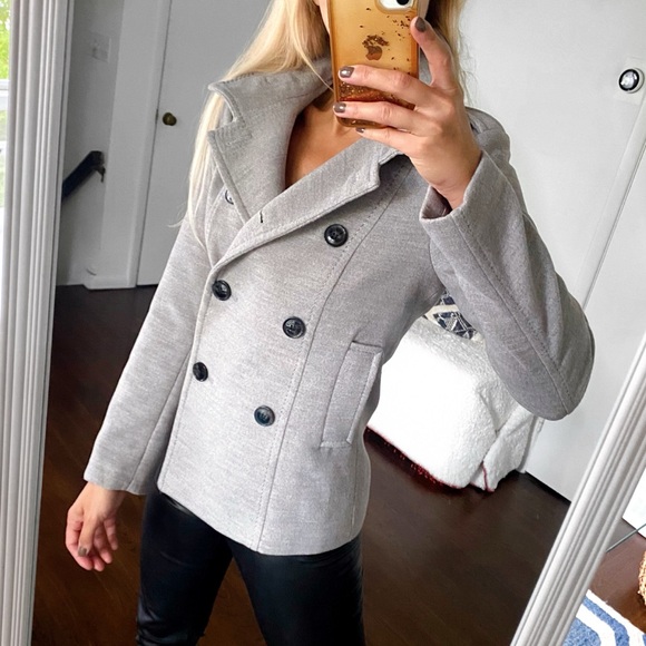 🩶 H&M GREY WOVEN STITCHED FALL JACKET! - Picture 3 of 16